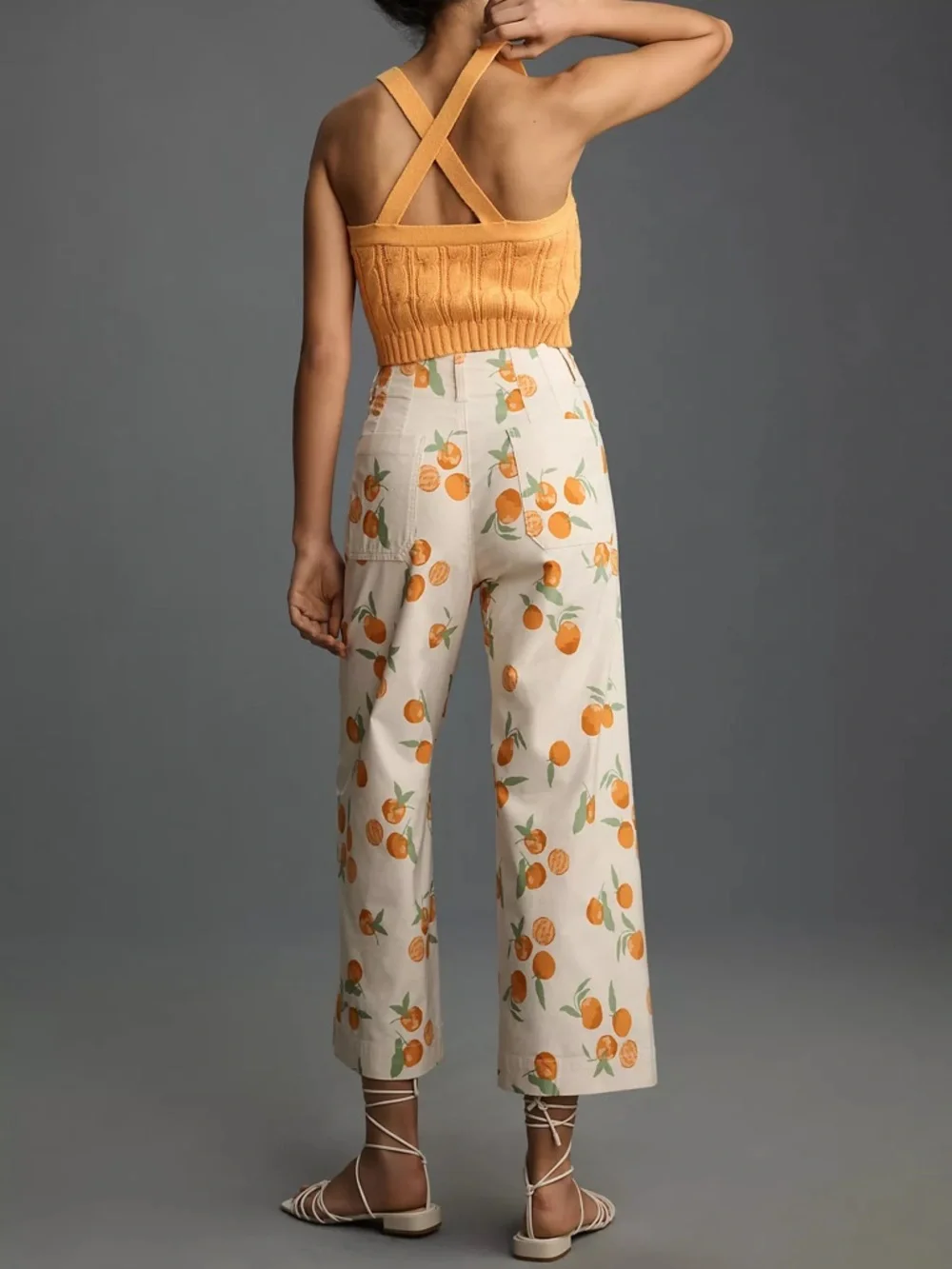 NWT Anthropologie Maeve Colette Crop Wide Leg Pants Orange Tangerine Mandarin 28 - Picture 3 of 4